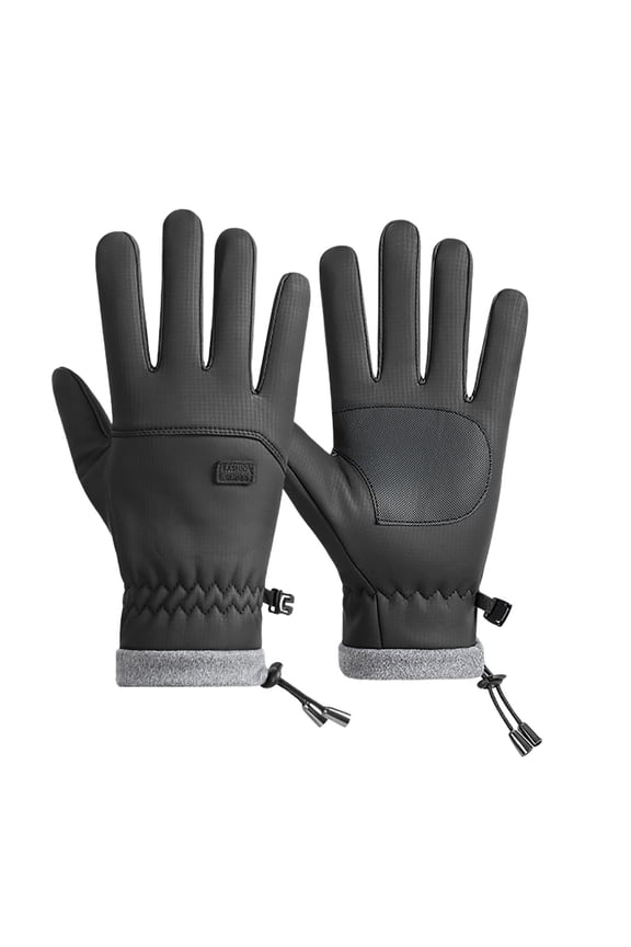 Black Fleece-Lined Driving Gloves For Outdoor Use With Enhanced Grip On Steering Wheel And Wind-Resistant Fabric For Winter Commutes