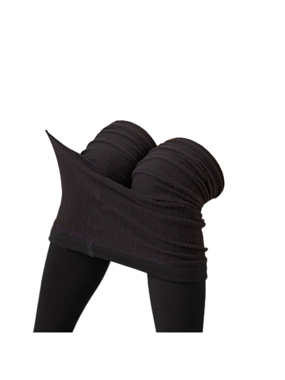 Black Fleece Lined Leggings Womens Thin Workout Thermal Tights