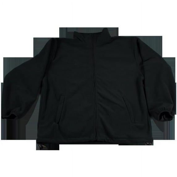 Black Fleece Work Jacket 2 Zipped Slash Pockets Elastic Cuff Shock Cord Adjustment At The Bottom, 2X