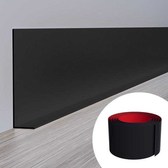 Black Flexible Baseboard Molding Trim 5 Inch x 20 Feet