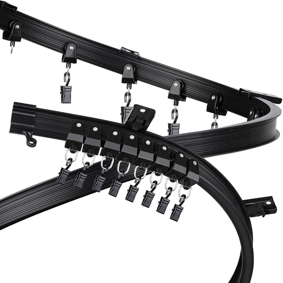 Black Flexible Bendable Ceiling Curtain Track, Curved Ceiling Track for Curtains, Room Divider Ceiling Track Rail System(4 m/ 13.1 ft)