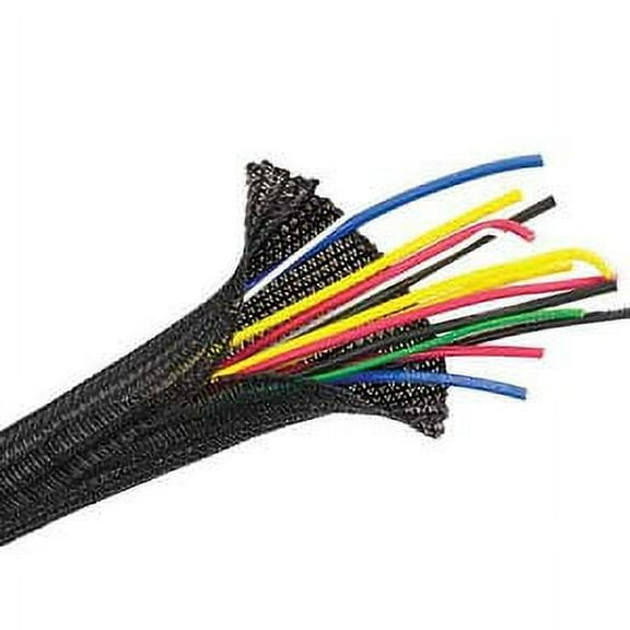 Black Flexo F6 Braided Cable Wire Sleeving Wrap - Length : 10 Feet - 1/4"