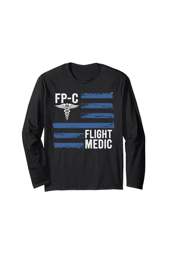 Black Flight Medic Helicopter Medical Rescue Long Sleeve T-Shirt for Healthcare Professionals