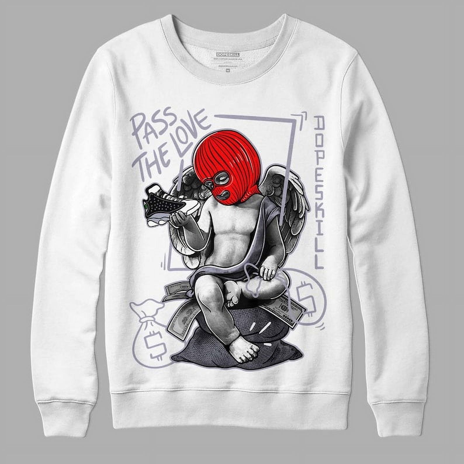 Black Flint 13s DopeSkill Crewneck Sweatshirt Pass The Love Graphic Up