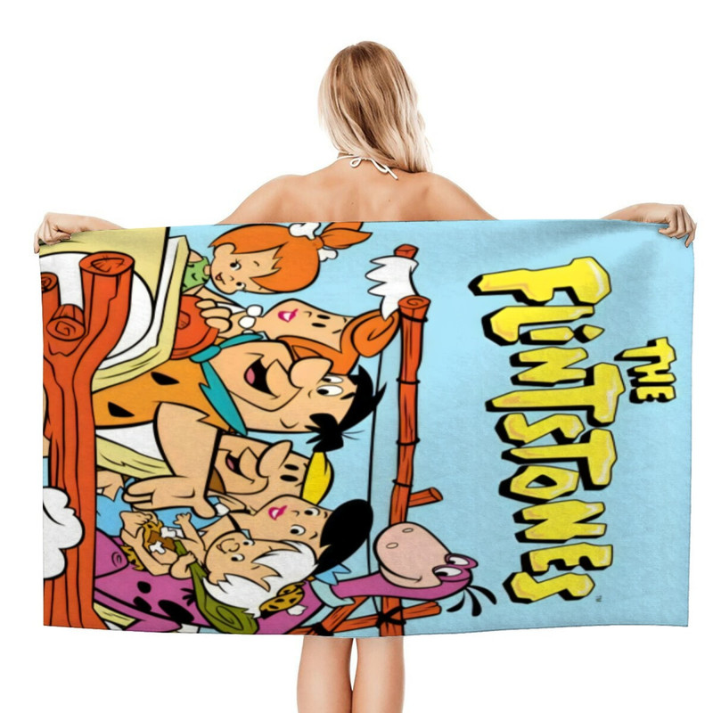 Black Flintstones Beach Quick Drying Towel，"QuickDry, SandFree