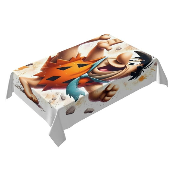 Black Flintstones Themed Square Tablecloth 54 * 72 Inches Durable Stylish