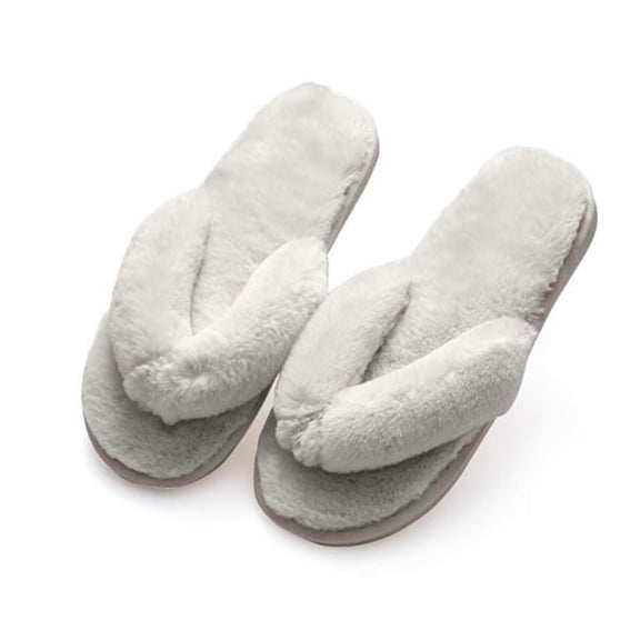 Black Flip Flop Slippers Fuzzy Fluffy Faux Fur House SPA Cute Open Toe Slippers for Women Girl/Women7.5-8.5 Men6.5-7.5 ..