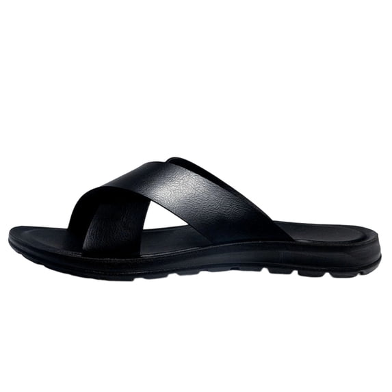 Black Flip Flops For Men Round Toe Thong Style Lightweight Comfortable Footwear For Beach Outdoor Casual Walking And Summer Everyday Wear Size 44