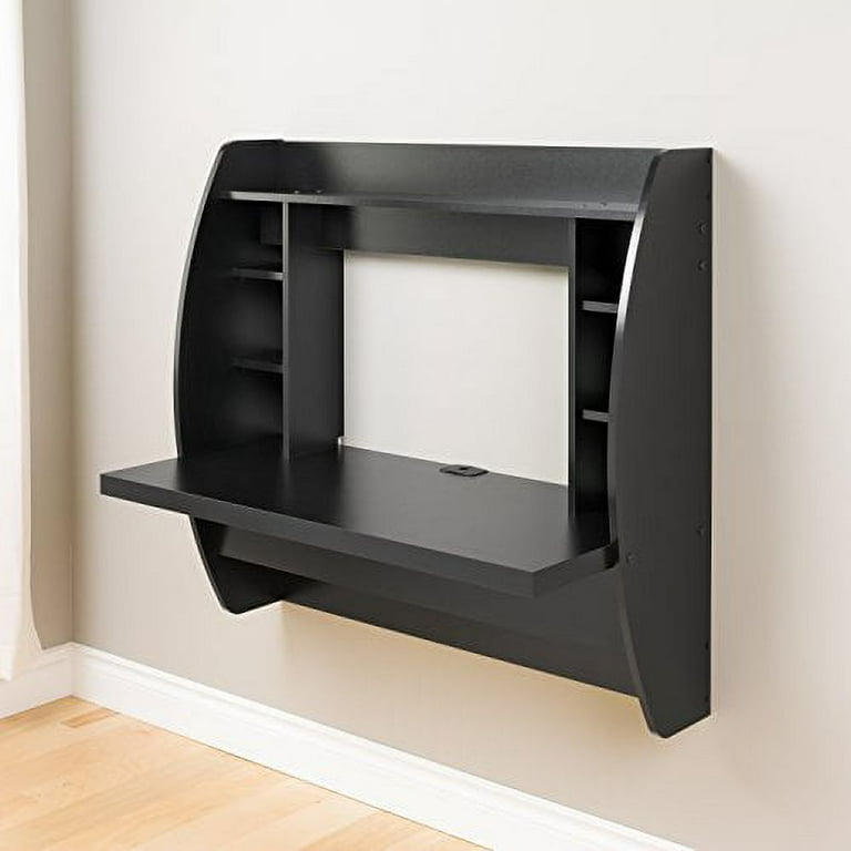Black Floating Desk with Storage