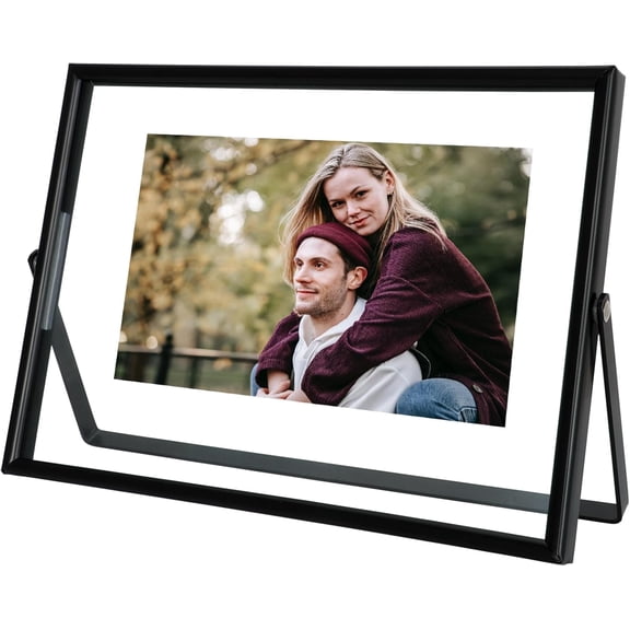 Black Floating Frame (5"x7",Horizontal ), For Picture 4x6, 3x5, 2x3, Tabletop Shelf Photo Frame, Classy Gift For Festival, Wedding, Home or Office Dcor,Photo Display,tabletop hanging,Gift Ideas