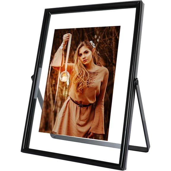 Black Floating Frame (5"x7", Vertical), For Picture 4x6, 3x5, 2x3, Tabletop Shelf Photo Frame, Classy Gift For Festival, Wedding, Home or Office Dcor,Photo Display,tabletop hanging,Gift Ideas