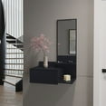 thumbnail image 1 of Black Floating Hallway Cabinet for Living Room Space-Saving Design with Mirror and Drawer, 1 of 9