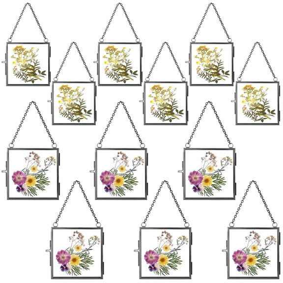 Black Floating Hanging Picture Frames, 2.4" and 3.2" Sizes, Bulk 12 Pack for Craft and Gallery Decor
