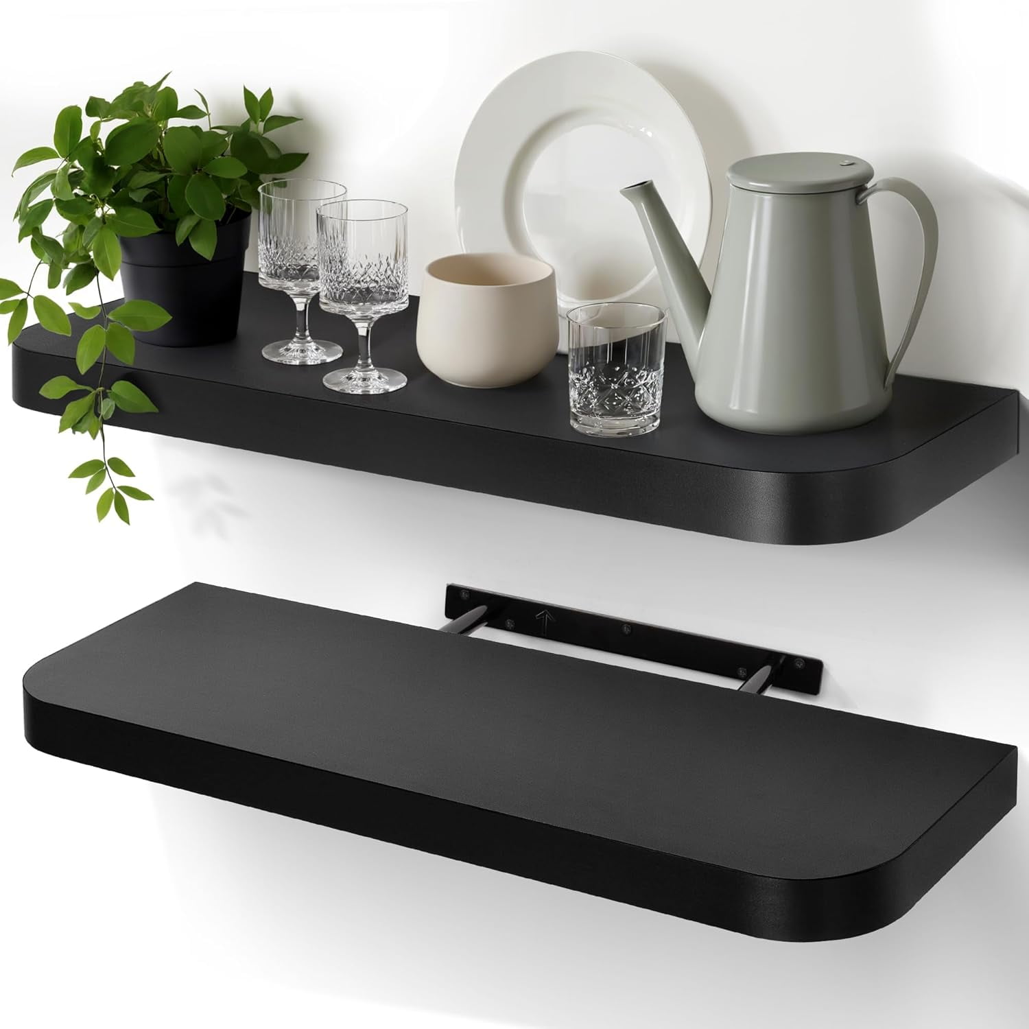 Black Floating Shelves for Wall Mounted Shelf for Bedroom Bathroom ...