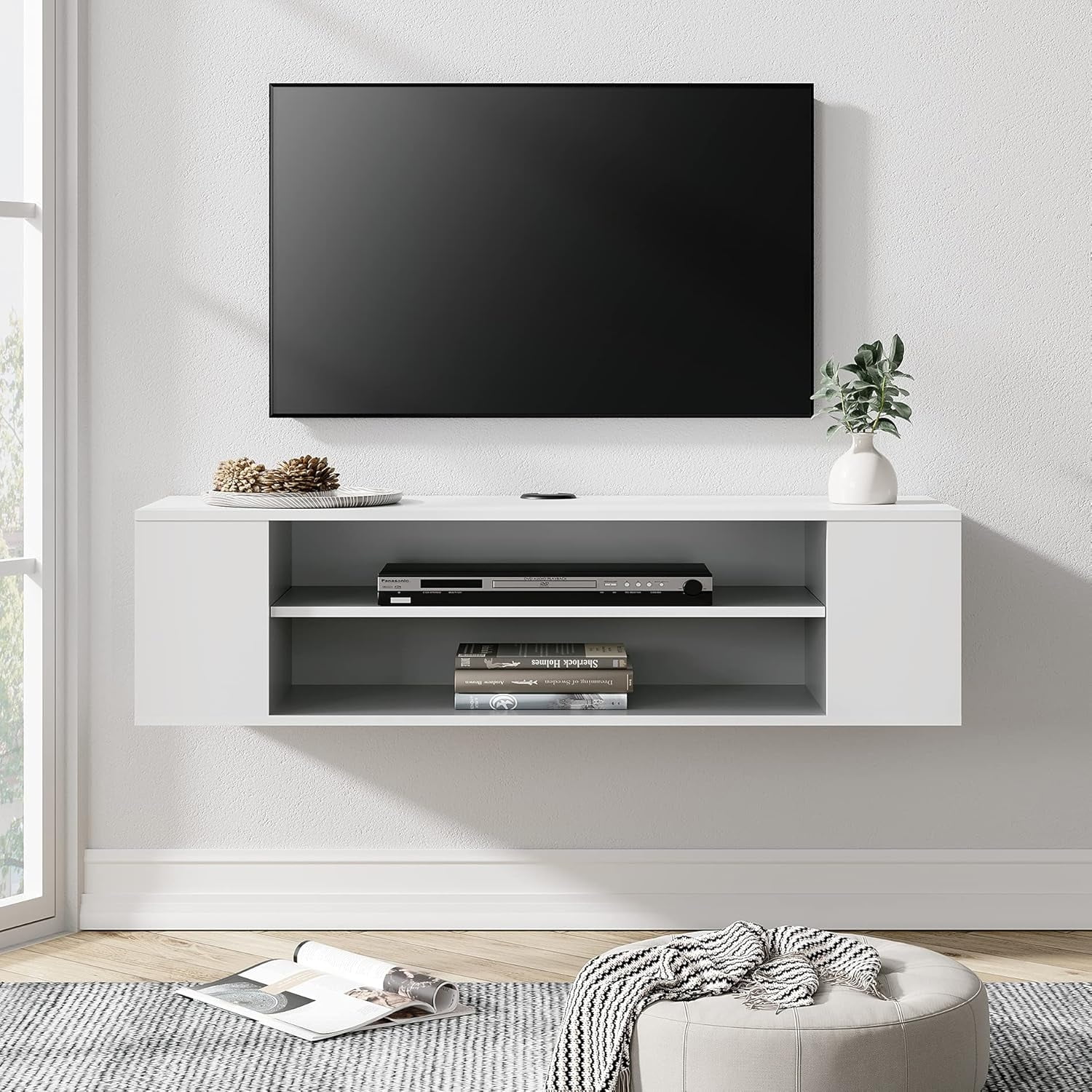 Black Floating TV Shelf Entertainment Center Floating TV Stand Wall