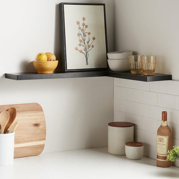 Black Floating Wall Shelves, Wall Mounted Hanging Shelf for Bathroom, Bedroom, Living Room, Kitchen, Books, Decor, 22 lbs Capacity