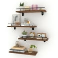 Black Floating Wall Shelves with Metal Set of 4, Rustic Floating