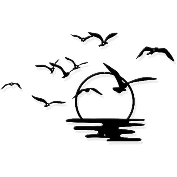 Black Flock of Birds Metal Wall Art Flying Birds Metal Wall Decor Modern Metal Wall Art Hanging Living Room Bedroom Indoor Outdoor
