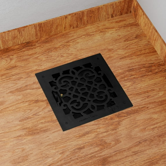 Black Floor Air Vent Heat Register w/Louver Heavy Cast Aluminum Vintage Victorian Rustic Upscale Design Decor Duct 8" x 8" Floor Vent Grille Registers Renovators Supply