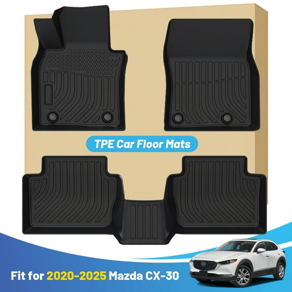Black Floor Mats Liners Replacement for Mazda CX-30 CX30 2020-2025 Heavy Duty All Weather Guard Front Rear Auto Carpet-Custom Fit Durable Odorless