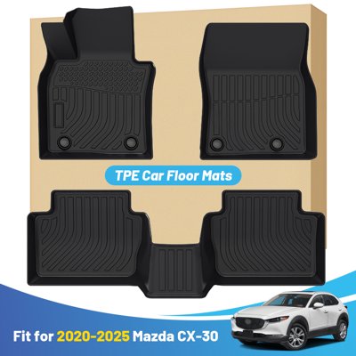 Black Floor Mats Liners Replacement for Mazda CX-30 CX30 2020-2025 Heavy Duty All Weather Guard Front Rear Auto Carpet-Custom Fit Durable Odorless