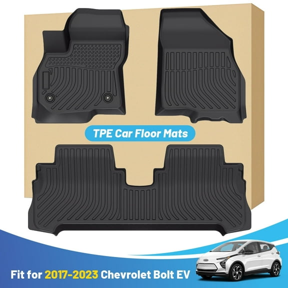 Black Floor Mats Liners Replacement for Chevrolet Chevy Bolt EV 2017-2023 5 Seats All Weather Guard Front Rear Full Set Car Carpet Custom Fit Durable Odorless Waterproof