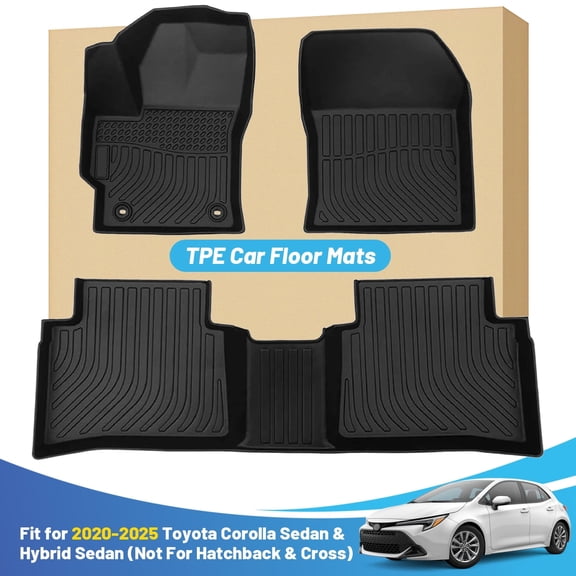 Black Floor Mats Liners Replacement for Corolla 2020 2021 2022 Heavy Duty All Weather Guard Front and Rear Car Carpet-Custom Fit-Tough/Durable/Odorless