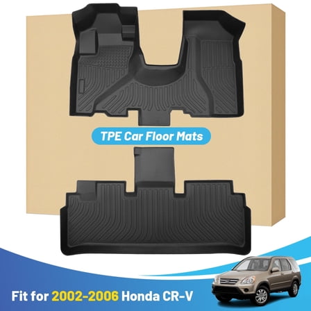 Black Floor Mats Liners Replacement for Honda CRV CR-V 2002-2006 Heavy Duty All Weather Guard Front and Rear Car Carpet-Custom Fit-Tough/Durable/Odorless