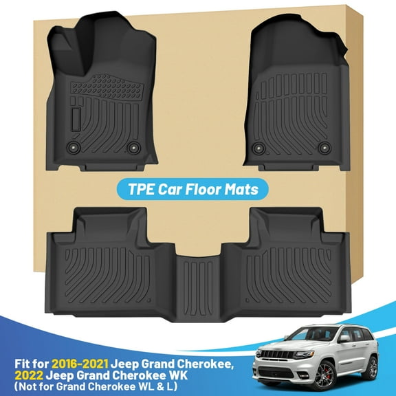 Black Floor Mats Liners Replacement for Jeep Grand Cherokee 2016-2021 Heavy Duty All Weather Front Rear Car Carpet Custom Fit Durable Odorless-Not for Grand Cherokee L