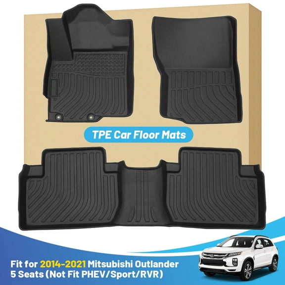Black Floor Mats Liners Replacement for Mitsubishi Outlander 5 Seats 2014-2021 Heavy Duty All Weather Guard Front and Rear Car Carpet-Custom Fit Tough