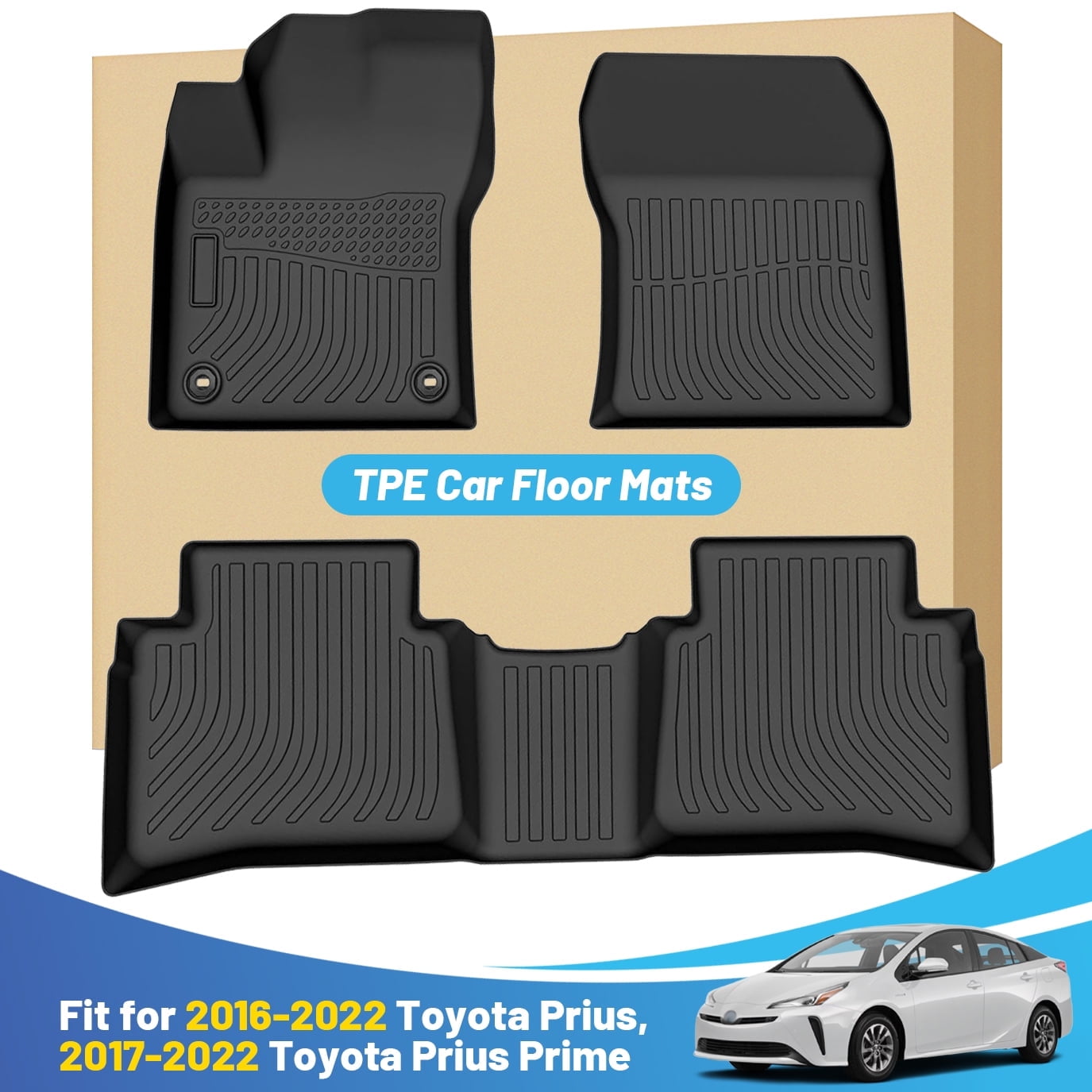 Black Floor Mats Liners Replacement for Prius 2016-2022 & Prius Prime ...