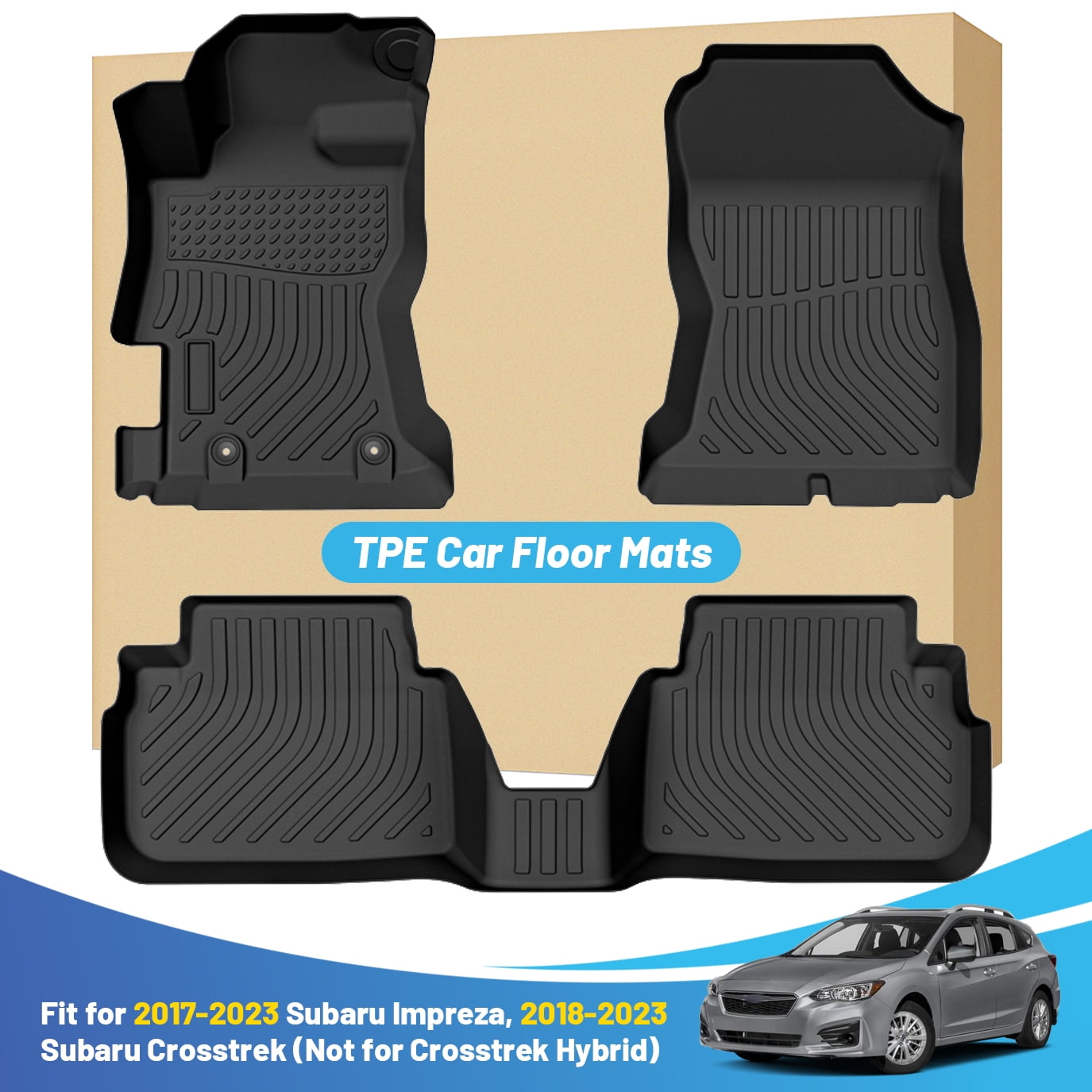 Black Floor Mats Liners Replacement for Subaru Crosstrek/XV 2018-2023 & Impreza 2017-2023 All Weather Guard Front Rear Car Carpet Custom Fit Durable Odorless