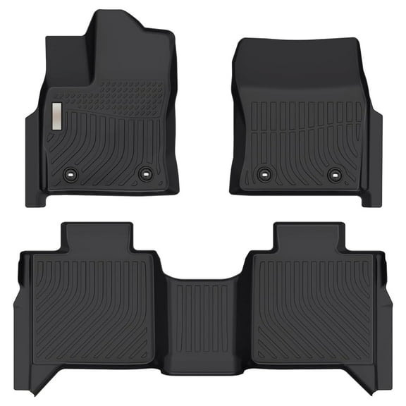 Black Floor Mats Liners Replacement for Tundra CrewMax Cab Only 2022 2023 2024 All Weather Front Rear Car Carpet Custom Fit Durable Odorless Waterproof