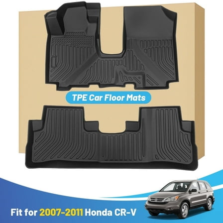 Black Floor Mats Liners Replacement for Honda CRV CR-V 2007-2011 Heavy Duty All Weather Guard Front and Rear Car Carpet-Custom Fit-Tough Odorless