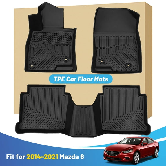 Black Floor Mats Liners Replacement for Mazda 6 2014-2021 Heavy Duty All Weather Guard Front Rear Auto Carpet-Custom Fit-Tough/Durable/Odorless