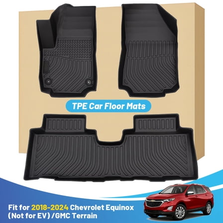 Black Floor Mats Replacement for Liners Chevrolet Chevy Equinox (Not for EV) / GMC Terrain 2018-2024 Heavy Duty All Weather Guard Front and Rear Car Carpet
