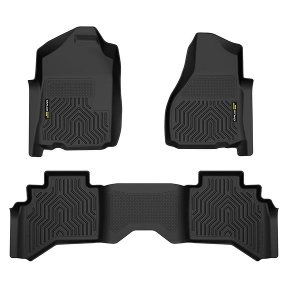 Black Floor Mats TPE All Weather Set Fit for 2002-2008 Dodge Ram 1500 Quad Cab/2003-2009 Dodge Ram 2500 3500 Quad Cab