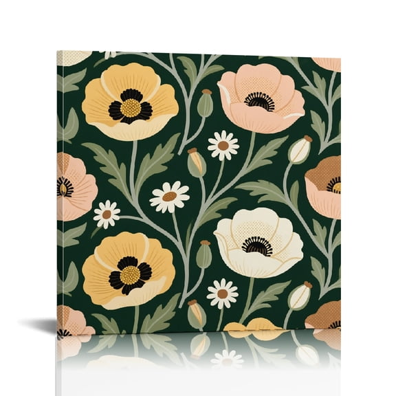 Black Floral(1) Canvas Prints Wall Art, Art Modern Canvas Prints, Wall Art  Ready To Hang Room Home Art Decor