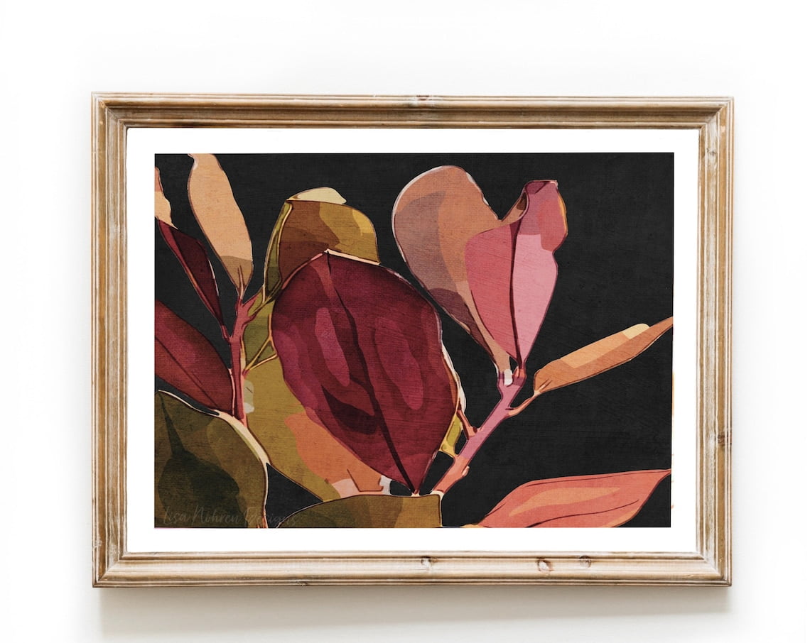 Black Floral Abstract Plant Wall Art Art Botanical Plant Leaves Neutral ...