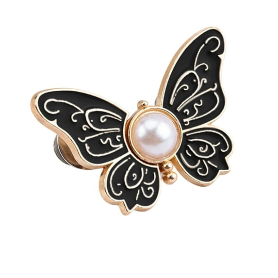 Black Floral Adjustable Pant Waist Tightener - No-Sew Spring-Lock Button Clip for Loose Jeans Skirts Belts