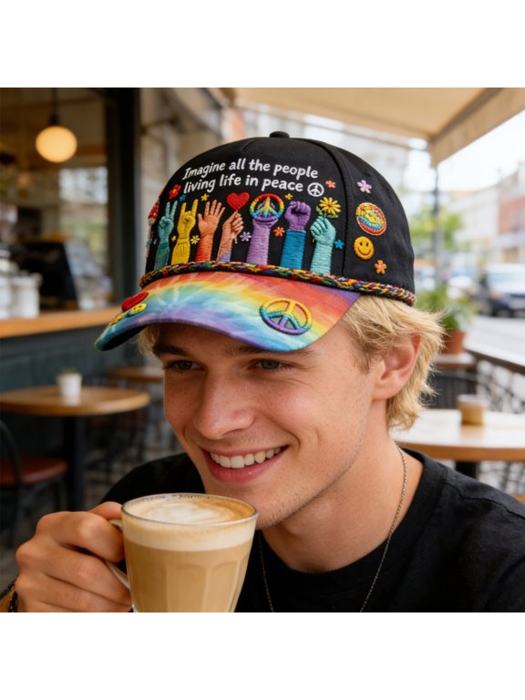 Black Floral Baseball Cap for Men Women Embroidered Breathable Adjustable Dad Hat Summer Streetwear