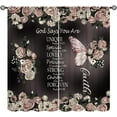 Black Floral Bible Verse Quotes Curtain Vintage Dark Rose Window