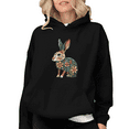 thumbnail image 1 of Black Floral Bunny Graphic Sweatshirt Print hoodie womans S-2XL Casual Tops, 1 of 4