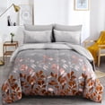 thumbnail image 1 of Black Floral Comforter Set Size 7 Piece Black and Red Leaves Botanical Comforter Bad in a Bag Set Soft Down Alternative Lightweight Reversible Complete Bedding Set for All Season 90''x90'', 1 of 6