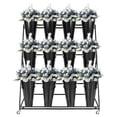 thumbnail image 1 of Black Floral Display Stand, 12 Black Round Sealed Buckets, Non-Slip Wheel Base, 3-Tier Iron Flower Cart, Plant Stand, Exhibition Hall, Lobby, Patio, 1 of 8