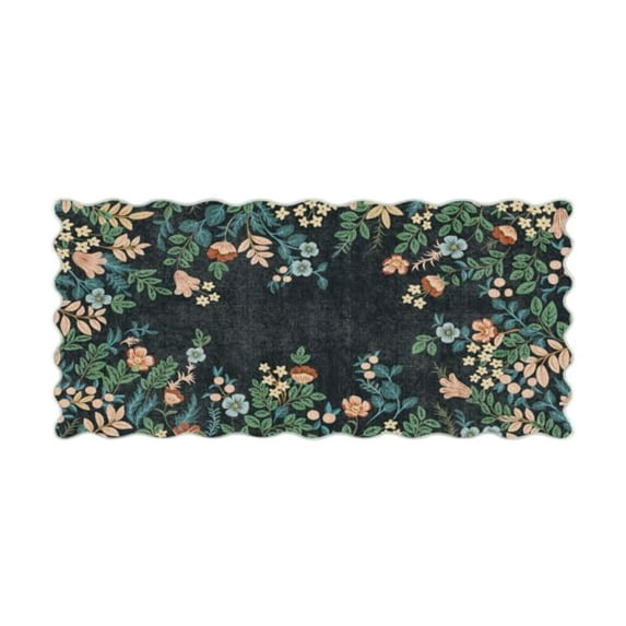 Black Floral Entry Rug - 60x130cm Washable Indoor Outdoor Mats for Front Door Non- Porch Rug Non- Boho Throw Rugs for Living Room Bedroom Entryway Kitchen Office Porch Decor