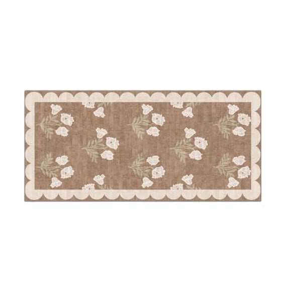 Black Floral Entry Rug, Washable Indoor Outdoor Mat with Non- Rubber Backing, Boho Botanical Door Mat for Front Porch Living Room Bedroom Kitchen, Thin Profile Farmhouse Decor