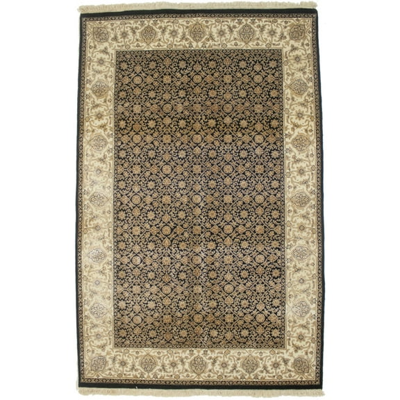 Black Floral Extra Fine 4X6 Herati Oriental Rug