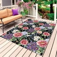 thumbnail image 1 of Black Floral Farmhouse Outdoor Rug for Patio/Deck/Porch, Non-Slip Large Area Rug 3 x 5 Ft, Pink Flowers Country Botanical Indoor Outdoor Rugs Washable Area Rugs, Reversible Camping Rug Carpet Runner, 1 of 8