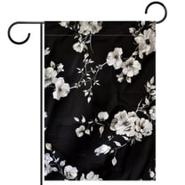 Black Floral Garden Flag Double Sided House Flag for Outdoor Home, Personalized All Year Round Yard Decor 12 x 18 Inch